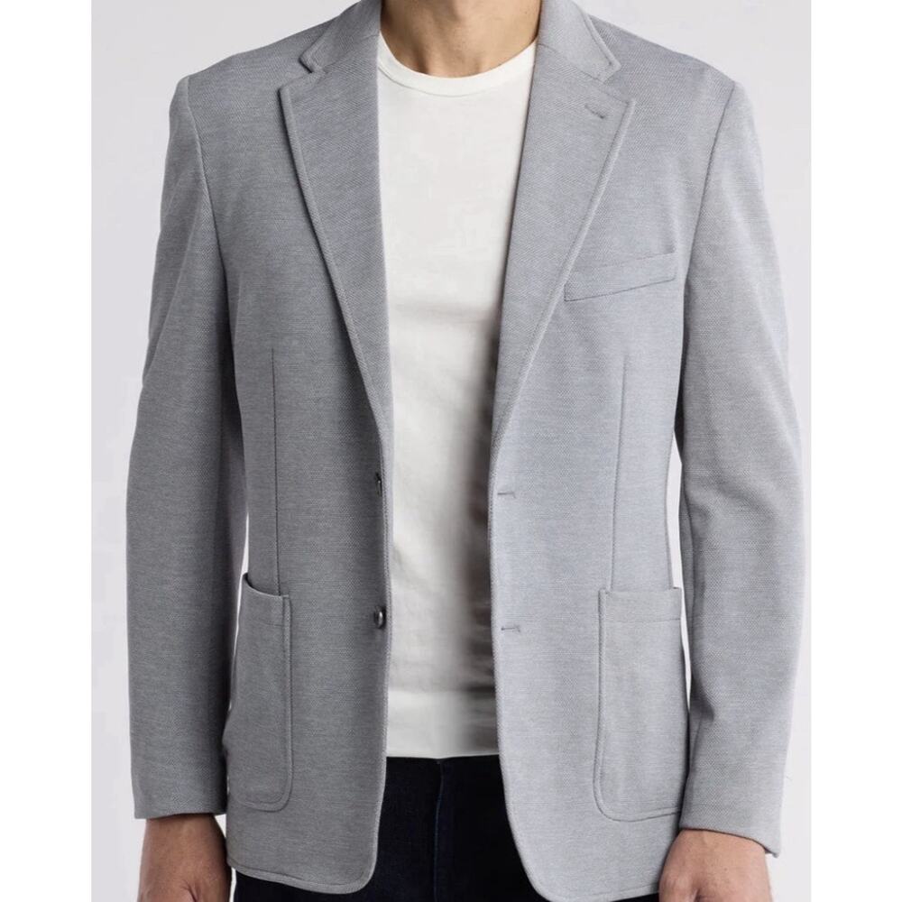 men's Lucky Brand Gray Brushed Pocketed Buttoned Slim Fit Sport coat Size 50R